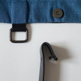 Large Black Linen - cotton Canvas Tote Bag with Genuine Leather Handles and Embroidery - RIMALINUM