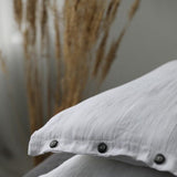 Linen Pillowcase "Mariana" | Linen Pillow Shams With Side Buttons | White and Grey Pillow Covers | Antistatic - RIMALINUM