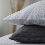 Linen Pillowcase "Mariana" | Linen Pillow Shams With Side Buttons | White and Grey Pillow Covers | Antistatic - RIMALINUM