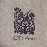 LT IDENTITY Natural Linen Bag with Lithuanian Folk Art Motives and Leather Handles - RIMALINUM