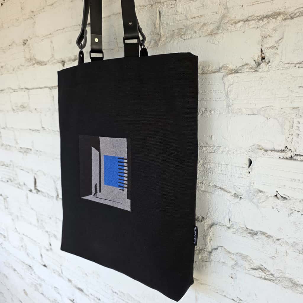Minimalist art-inspired black tote bag