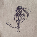 Natural Linen Bag with Girl's Figure with Long Hair Embroidery | Durable, Elegant, Exceptional Gift - RIMALINUM