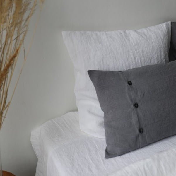 Natural Linen Pillowcase "Karolina" - Envelope Closure With Buttons | Hypoallergenic, Anti - Bacterial and Eco - Friendly - RIMALINUM