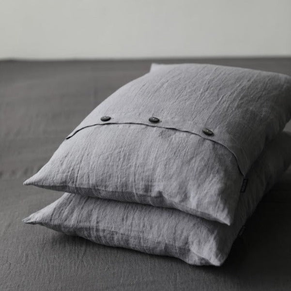 Natural Linen Pillowcase "Karolina" - Envelope Closure With Buttons | Hypoallergenic, Anti - Bacterial and Eco - Friendly - RIMALINUM