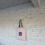 Pink Embroidered Tote Bag with Leather Handles – Handmade Everyday Shopper