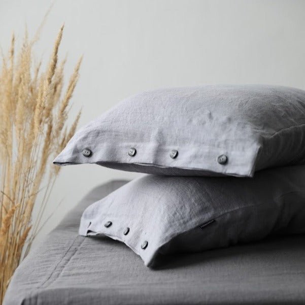 Stone Washed Linen Pillowcase Buttoned Closure "Barbora" | Hypoallergenic - RIMALINUM