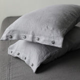 Stone Washed Linen Pillowcase Buttoned Closure "Barbora" | Hypoallergenic - RIMALINUM