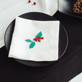 Christmas Linen Napkins with Holly Embroidery - RIMALINUM