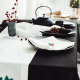 Christmas Linen Table Runner with Holly Embroidery - RIMALINUM