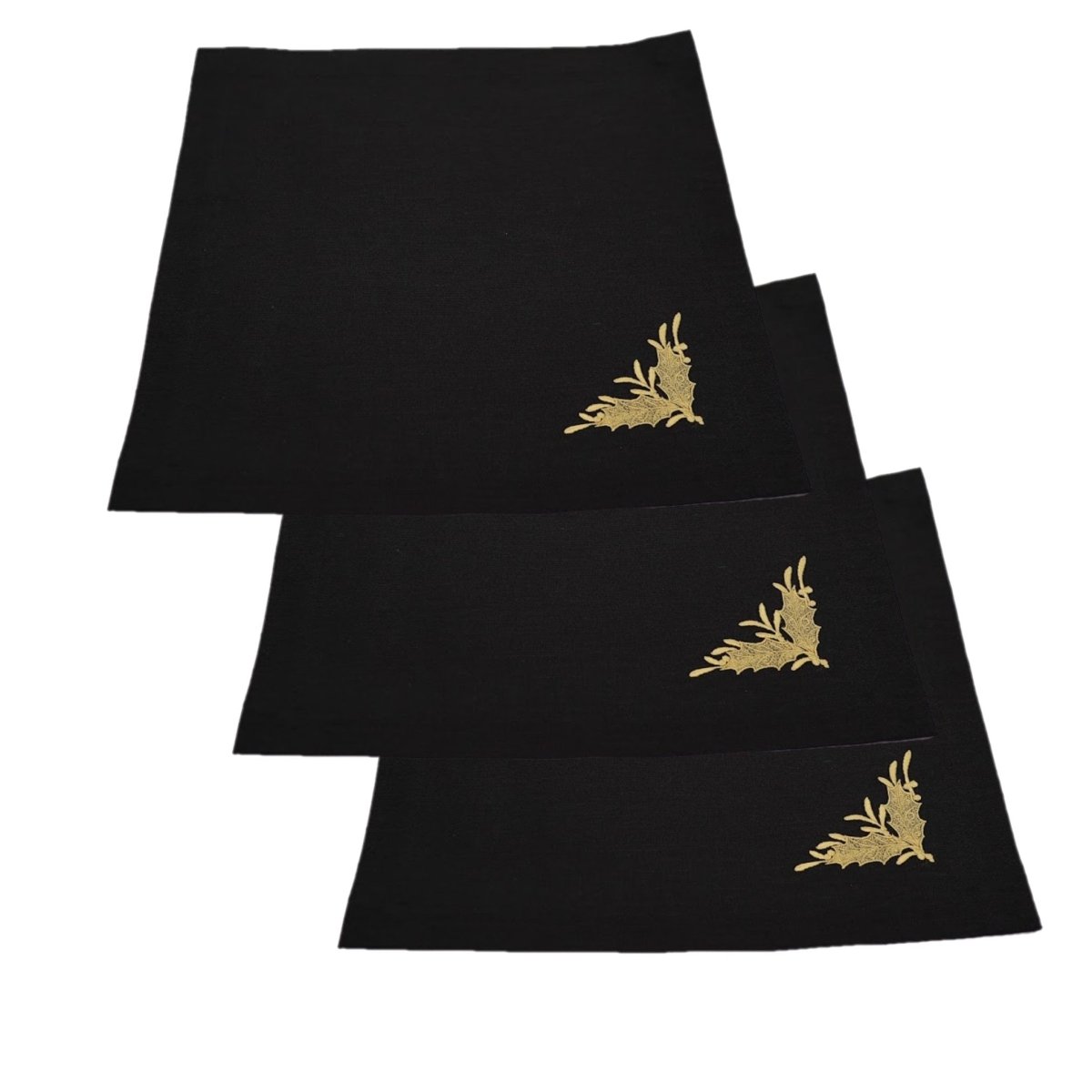 Christmas Mistletoe Black Cloth Napkin | Sets of 2, 4 or 6 - RIMALINUM