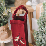 Christmas Tree Embroidered Wine & Liquor Carrier Bag - 100% Cotton - RIMALINUM