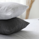 Classic Style Linen Pillowcase "Monika" | White and Grey Natural Linen Pillow Shams - RIMALINUM