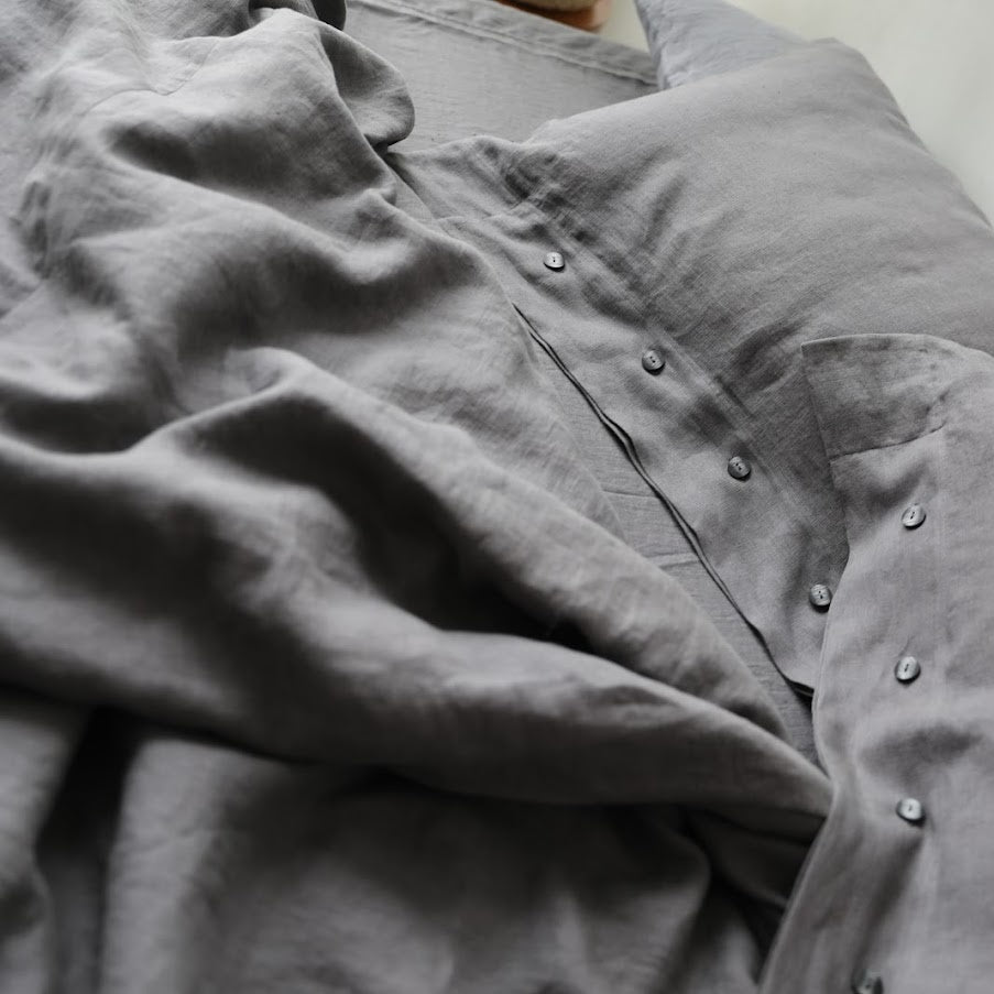 Contemporary Linen Duvet Cover with Button Closure "Beatrice" | Hypoallergenic, Anti - Bacterial And Antistatic - RIMALINUM