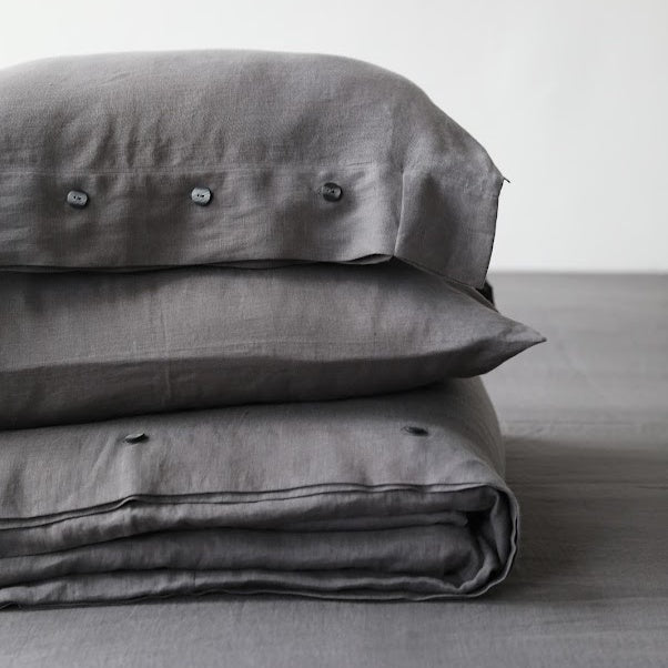 Contemporary Linen Pillowcase With Side Buttons "Beatrice" | Hypoallergenic & Anti - Bacteria - RIMALINUM