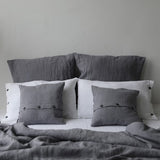 Decorative Buttoned - Up Linen Throw Pillow Cover for the Bedroom or Living Room | Hypoallergenic - RIMALINUM
