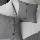 Decorative Buttoned - Up Linen Throw Pillow Cover for the Bedroom or Living Room | Hypoallergenic - RIMALINUM