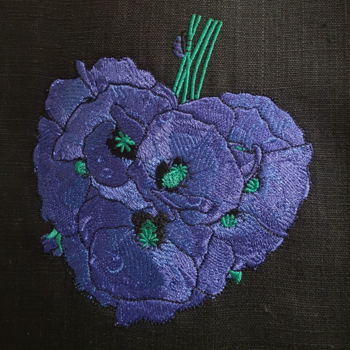 Extra Large Shoulder Bag Blue Poppy Flower Embroidery | Spacious and Durable - RIMALINUM