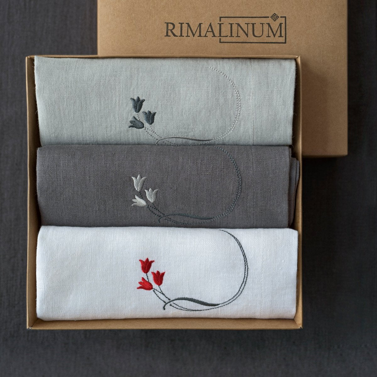 Linen Napkin with Tulip Embroidery - RIMALINUM