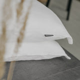 Linen Pillowcase "Mariana" | Linen Pillow Shams With Side Buttons | White and Grey Pillow Covers | Antistatic - RIMALINUM