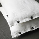 Linen Pillowcase "Mariana" | Linen Pillow Shams With Side Buttons | White and Grey Pillow Covers | Antistatic - RIMALINUM