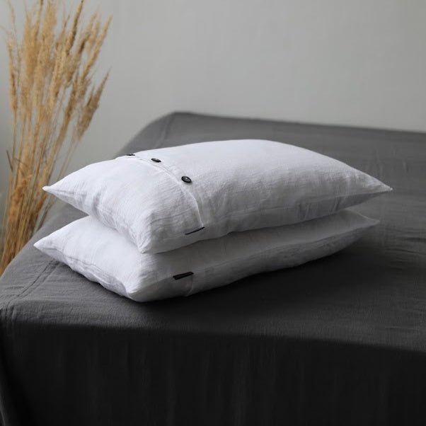 Natural Linen Pillowcase "Karolina" - Envelope Closure With Buttons | Hypoallergenic, Anti - Bacterial and Eco - Friendly - RIMALINUM