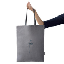 Playful Linen Shoulder Bag embroidered with a Woman's Silhouette | Pink Lining and Inside Pocket - RIMALINUM