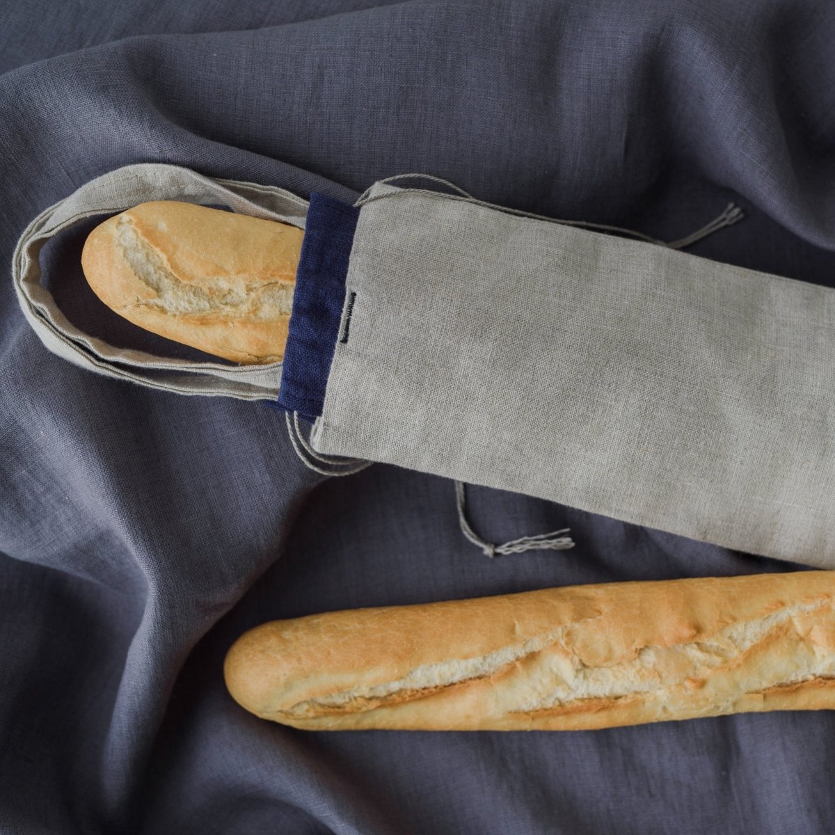Reusable Linen Single Baguette Carry and Store Bag - RIMALINUM