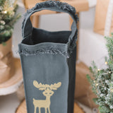 Sage Green Cotton Canvas Wine Gift Bag – Christmas Edition - RIMALINUM