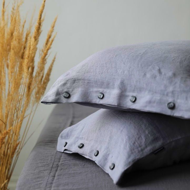 Stone Washed Linen Pillowcase Buttoned Closure "Barbora" | Hypoallergenic - RIMALINUM