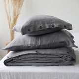 Stone Washed Linen Pillowcase Buttoned Closure "Barbora" | Hypoallergenic - RIMALINUM