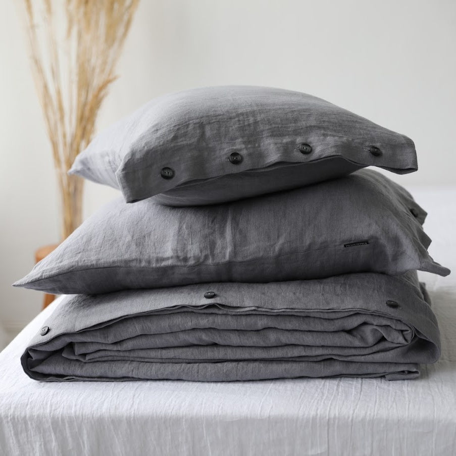 Stone Washed Linen Pillowcase Buttoned Closure "Barbora" | Hypoallergenic - RIMALINUM
